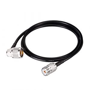 Superbat C&acirc;ble Coaxial RG58 CB PL259 SO239 1m UHF PL259 M&acirc;le Angle Droit vers Femelle 50 ohms Faible Perte pour Radio HAM et CB, Analyseur d'Antenne, Charge Factice, Compteur SWR (Superbat-EU, neuf)