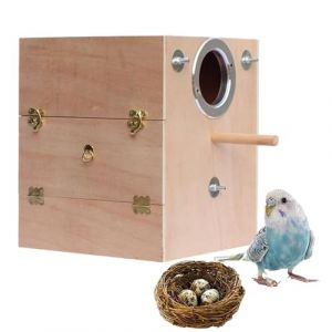 Nid d'&eacute;levage d'oiseau en bois - accouplement en bois en bois Bo&icirc;te de reproduction pour nid de perroquets, maison d'accouplement du perroquet, voli&egrave;re en bois pour oiseaux, cage p&eacute;richitos, cage en b (rongquan, neuf)