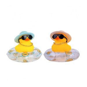 XFSRG Canard en Plastique avec Chapeau Et Lunettes De Soleil Jouet De Bain pour Enfants Canard Vibrant Éducatif Amusant Et Coloré Idéal pour Le Bain Et La Piscine (Bouée Canard D) (QR CONSULTING SHOP, neuf)