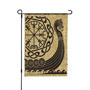 Drapeau de jardin double face motif bateau de guerre viking drakkar drapeaux d&eacute;coratifs 70 x 100 cm (gouxiongmaoyi, neuf)