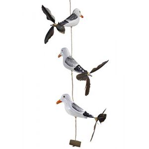 ART-CRAFT Mouette Rudil avec hélice à plumes avec 3 oiseaux, figurines d'animaux en bois comme décoration maritime, décoration de balcon ou comme décoration de jardin (ART-CRAFT, neuf)