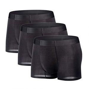 Boxer Homme Sexy Transparent Soie Glac&eacute;e sous-V&ecirc;tement Invisible Mince L&eacute;ger Respirant Cale&ccedil;on S&eacute;chage Rapide sans Couture(Lot de 3) - Noir - S (YUSHOW Sports, neuf)