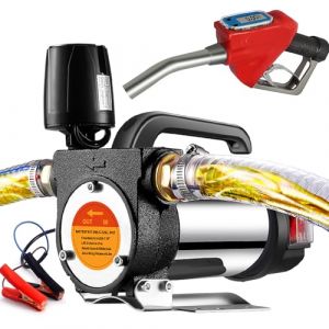 Pompe diesel électrique 12V Pompe de transfert 60L/min Pompe à carburant électrique auto-amorçante Pompe d'aspiration avec buse d'arrêt automatique Tuyau de 6 mètres (Mierjia-us, neuf)