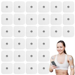 Electrodes TENS 32 pieces rechargeables - Pads auto-adh&eacute;sifs avec connecteur bouton compatibles Sanitas,r&eacute;utilisables et pour th&eacute;rapie EMS et soulagement des douleurs (OuiouiMarke(Livraison express &agrave; partir de 5 euros), neuf)