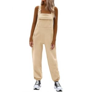 PASUDA Salopette Femme Hiver Polaire Chaude Décontractée Salopette De Travail en Avec Poches Combinaison (Kaki, L) (Amutoo, neuf)