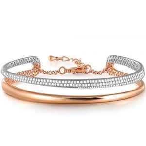 Angelady Bracelet Argent Or Rose Cristaux Personnalis&eacute; Jonc - Cadeau Anniversaire F&ecirc;te des M&egrave;res pour Femme Maman - Bijoux avec Bo&icirc;te Cadeau (B-Argent) (Angelady-fr, neuf)