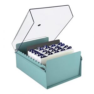 Acrimet Bo&icirc;te &agrave; Fiches Organisateur 5'' x 8&rsquo;', Base en M&eacute;tal Robuste (Index AZ et un S&eacute;parateur Plastique Inclus) (Base Verte avec Couvercle Transparent) (Easy 2 Buy Distributors, neuf)