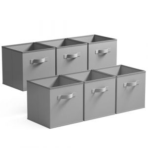 GRANNY SAYS Boîtes de Rangement, Lot de 6 Cubes de Rangement avec Poignées, Paniers et Bac de Rangement Tissus pour Kallax Étagère, Boite Rangement Meuble Cube Rangement Pliable 33x33 cm, Gris (SEMPERFUN, neuf)