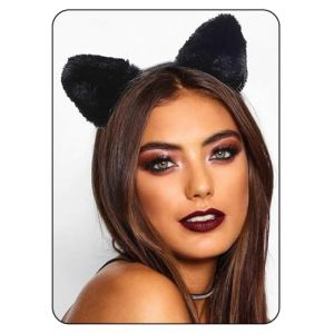 GTYARYUA Cat Ears, Serre-Tête Oreilles de Chat, Oreille de Chat Noir, Oreille Chat Noir, Oreille de Chat Serre Tete, pour Fête Anniversaire Carnaval Cosplay (Peluche noire) (rubaione, neuf)