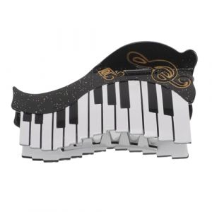 Hemobllo Barrette &agrave; Cheveux Musicale en Ac&eacute;tate Motif Piano Ondul&eacute;, Pince Antid&eacute;rapante &Eacute;caille de Tortue pour Femmes, Maintien Ferme pour Cheveux Longs, &Eacute;pais et Boucl&eacute;s, Accessoire (pattobold, neuf)