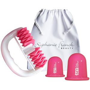 Stephanie Franck Beauty Pack Nr.1 - comprenant 1 Appareil Palper Rouler My Body Shaper, 2 Ventouses en Silicone My Cellu Shaper (5,5cm et 7cm) et 1 petit Sac en Coton (rose) (STEPHANIE FRANCK BEAUTY, neuf)