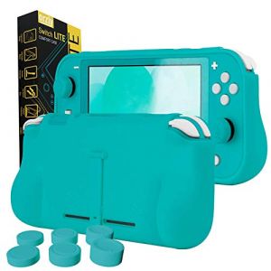 Coque pour Switch Lite – Comfort Grip Case, Coque de Protection pour l'arrière de la Console Switch Lite avec poignées rembourrées & Support intégrées, et Thumbgrips Inclus - Bleu (Syntiga Europe - FR, neuf)