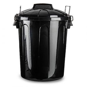 Acan Tradineur Poubelle en plastique avec couvercle et poignées métalliques, fabriquée en Espagne, capacité de 70 litres, 66,5 x 50 x 50 cm, noir (TRADINEUR, neuf)
