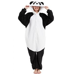 chuangminghangqi Combinaison Ensemble de Pyjama Onesies Animaux Costume Sleepwear Grenouillères Déguisement Vêtement de Nuit Jumpsuit Unisexe Adulte pour Fête Soirée Party Cadeau(1-Panda, S) (chuangminghangqi, neuf)