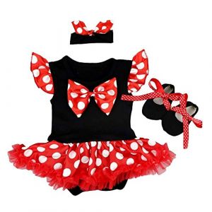 MYRISAM Costume de Carnaval pour B&eacute;b&eacute; Filles D&eacute;guisement Princesse Blanche Neige Sir&egrave;ne Minnie Robe Tutu &agrave; Pois Anniversaire Halloween No&euml;l F&ecirc;te avec Bandeau Chaussures 3-6 mois (MYRISAM store, neuf)