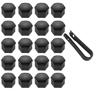LICQIC 20 Pcs Capuchon d'écrou de Roue 19mm Capuchons d'écrou de Boulon de Roue, Cache-écrous de Pneu hexagonaux avec Ensemble d'outils de démontage pour Voitures, Noir (LICQIC, neuf)