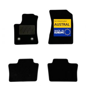 DBS &ndash; Tapis de Voiture - sur Mesure pour Renault AUSTRAL E-Tech Full Hybride et 1.2 Mild Hybride d&egrave;s 07/2022 &ndash; Antid&eacute;rapants avec Clips de Fixation &ndash; 4 Tapis Auto Avant/arri&egrave;re &ndash; Moquette Noire (Housses Auto DBS, neuf)
