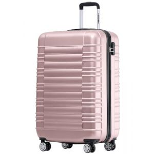 TRVLMORE Valise Cabine 55x35x25 - Bagages Cabine - Bagage Cabine 55x35x25 - Petite Valise - Valise Cabine 55x40x20 - Valise Rigide - Valise Roulette - Trolley Voyage - Suitcase - Rose (LifeGoods Group, neuf)