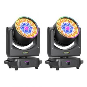 2 Pièces 19 LED 285W Wash Zoom Lyre LED, RGBW 4 in 1 Lumière de Scène Professionnelle Focus Dye avec Bande Lumineuse pour Fête Noël Mariage Célébrations (BILIN-STORE, neuf)