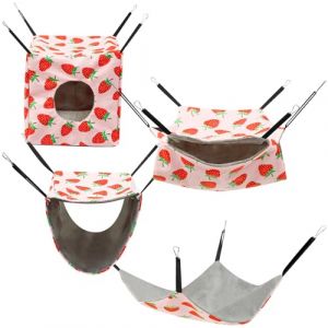 Lot de 4 hamsters pour hamster, balançoire suspendue, petits animaux, linge de lit lavable, accessoire de cage à rat, en peluche douce, lit pour cochon d'Inde, jouet pour furet, rats, cochons d'Inde (HUANTING, neuf)
