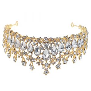 EPIGEIST Couronne De Mari&eacute;e Coiffure De Mariage Accessoires Pour Robe De Mari&eacute;e Ornement De Cheveux De F&ecirc;te Couleur or Et Blanc (Laimmde, neuf)