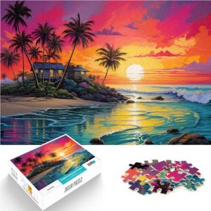 Puzzle de 2000 pièces pour Adultes Cabane au Bord de la mer Fabriqué en Carton pour Les 14 Ans et Plus Loisirs en Famille C'est Un pour Toute la Famille。Taille：70x100cm/27.5x39.3pouce (JN Y, neuf)
