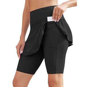 WOWENY Maillot de Bain pour Femme Jupe de Bain Femmes Bikini Shorts De Bain Jupette El&eacute;gant contr&ocirc;le du Ventre, Bas de Maillot avec Poches 1-Noir M (SONEVEN DIRECT FR, neuf)