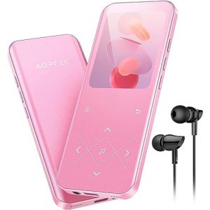 AGPTEK MP3 32Go Bluetooth 5.3, 2,4" Écran Coloré Lecteur Musique Portable avec Haut-Parleur Son HiFi avec Radio FM, Enregistreur Line-in, Baladeur MP3 Sport Support Carte 128Go, Rose (Dreameater, neuf)