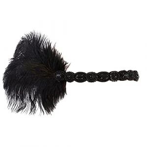 Surakey Bandeau Gatsby, Plumes de Paon Bandeau de Cheveux en Diamant élastique, 1920s Accessoires Bandeau pour Femme, Bandeau Plume pour Année 20 Vintage Partie à Thème costumé des fêtes de Mariage (Surakey, neuf)