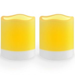 salipt Bougies Solaires Rechargeables Scintillement, Bougie Solaire &eacute;tanche Sans Flamme, Ext&eacute;rieur pour le Patio, Jardin, Mariage, F&ecirc;te, D&eacute;coration de No&euml;l, Blanc Chaud, US 2 pcs (Tongyu EU, neuf)