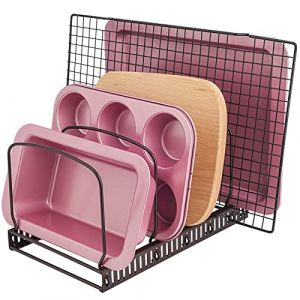 Toplife Support pour Plats de Four avec 10 Compartiment, Plateaux et Planches à Découper en Métal pour Plaques de Pâtisserie Range Couvercle Compact Rangement Cuisine Peu Encombrant pour Ustensiles (orange_ant, neuf)