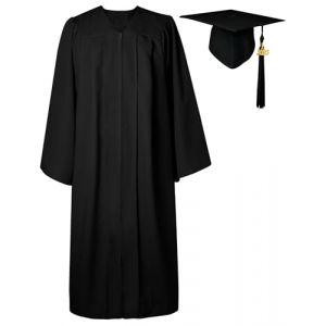 GraduatePro Toge Diplome 2025 Chapeau Graduation Cap and Gown Universitaire Costume Americain Adulte &Eacute;cole Secondaire Ma&icirc;tre Femme Homme Noir 48FF=48Plus=S Grande taille (GGS SHOP, neuf)