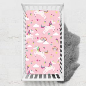 Odot Drap Housse pour Lit de B&eacute;b&eacute;, Impression de Licorne Draps Housses Enfants Respirant Douce Extensible Prot&egrave;ge Matelas pour Lit B&eacute;b&eacute;, Berceau, Lit Parapluie (45x90 cm,rose) (Odot, neuf)