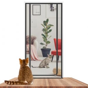 Cat Screen Filet pour chat pour balcon, chat, porte avec fermeture &eacute;clair, pour salon, chambre &agrave; coucher, cuisine, terrasse, porte grillag&eacute;e, 90 x 200 cm (Secret Dream, neuf)