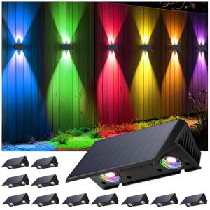 IIRARA Applique Solaire Ext&eacute;rieur, Nouvelle G&eacute;n&eacute;ration 2025 Haut & Bas Applique Murale Solaire Blanc RVB 1500mAh Lampe Solaire Murale Ext&eacute;rieur IP67 &Eacute;tanche 12 Articles 100 Lumens pour Cl&ocirc;ture Jardin (Yaji Co. Limited, neuf)