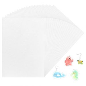 pangdapengpeng Lot de 20 Feuille Plastique Fou A4, Papier Fou Plastic Fou, Shrink Plastic Mat Translucide pour Fabrication de Porte-cl&eacute;s, Broche, Pendentif (A4) (PangDaPengPeng, neuf)