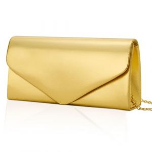 Larcenciel Pochettes et Clutches Femme Cuir, Sac a Main Femme Or avec Chaîne, Sacoche Bandoulière Élégant, Petit Pochette Soiree Classique pour Mariage, Fete, Boule, Cocktail, Cérémonies (22x12x5CM) (Sasiki, neuf)