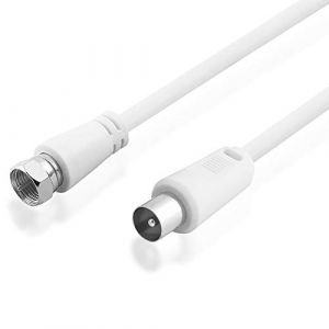 BestPlug c&acirc;ble satellite coaxial pour antenne tV coaxial c&acirc;ble lNB f m&acirc;le vers fiche coaxiale m&acirc;le pour compatible avec tV analogue et hD digital blanc 1,5 m 1,5 m (BestPlug, neuf)