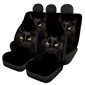 Belidome Lot de 4 housses de si&egrave;ge auto universelles motif chat noir - Accessoires de voiture extensibles et protecteurs, d&eacute;cor doux (belidomeEUR, neuf)