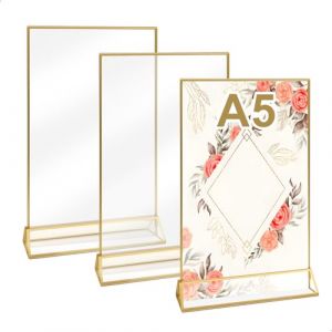 Presentoir A5 Porte Affiche A5, Pr&eacute;sentoirs de Table, Acrylique Porte Brochure A5, Transparent Porte Menu Restaurant pour Panneaux, Brochures, D&eacute;pliants, Exposition, 3 Pi&egrave;ces (xutongtuo, neuf)
