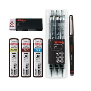 Lot de 3 porte-mines Rotring Tikky avec recharges, gomme et stylo roller (Famica FR, neuf)