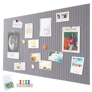Grand tableau d'affichage autocollant en feutre - 120 x 90 cm - Tableau d'affichage d&eacute;coratif en feutre - 0,9 cm d'&eacute;paisseur - Pliable - Tableau m&eacute;mo - D&eacute;coration murale pour bureau, cuisine - Gris (yjspbsm-shop, neuf)
