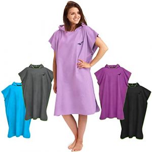 Fit-Flip Poncho de Plage Microfibre pour se Changer &ndash; Serviette Cabine pour Piscine Adulte et la Natation &ndash; de Bain Femme et Homme, Le Surf et la Plage &ndash; Taille: L, Lilas (Paraboo, neuf)