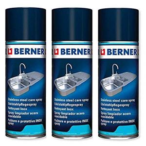 Lot de 3 sprays d'entretien en acier inoxydable bernois (3 x 400 ml) - 3 nettoyeurs spéciaux pour tout en acier inoxydable (Carado EU, neuf)