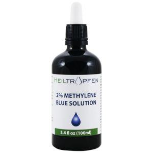 Haute concentration 2% Solution de bleu de méthylène - 100 ml | Ultra Haute Pureté USP - Testé par un tiers | Sans formaldéhyde | Methylene Blue | Bouteille en verre | Heiltropfen® (Heiltropfen Lab. LLP, neuf)