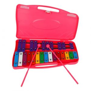 Glockenspiel 25 Lames en M&eacute;tal avec Deux Mailloches - Mallette Plastique - Id&eacute;al Approche Musical M&eacute;tallophone pour un Instrument de Musique Mise &agrave; Niveau Xylophone (rose) (fuzhi store, neuf)