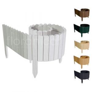 Floranica Rollborder Cl&ocirc;ture Flexible en Bois de pin 200 x 40 cm Blanc Bordure de Parterre de Gazon D&eacute;coration Cl&ocirc;ture de Jardin Exterieur pour vergers Palissade en Bois (Pemicont, neuf)