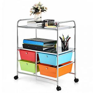 COSTWAY Chariot de Rangement à roulettes avec 6 Tiroirs Plastiques, Tour de Rangement avec Cadre en Métal, Desserte pour Bureau, Salon, Cuisine, Salle de Bain, 63 x 37 x 73,5 CM (FDS GmbH, neuf)