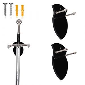 WANLIAN Lot de 2 supports muraux en acrylique pour épée et hache - Noir (Yimei+, neuf)