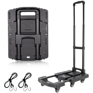 BBWELL Diable Pliable,Chariot Pliant léger,Capacité de Charge de 200KG,Chariot Utilitaire avec 6 Roues et 2 Cordes élastiques pour La Maison/Bureau/Les Voyages/Déménagement (STORE LA PORTA GIUSEPPA S.R.L., neuf)